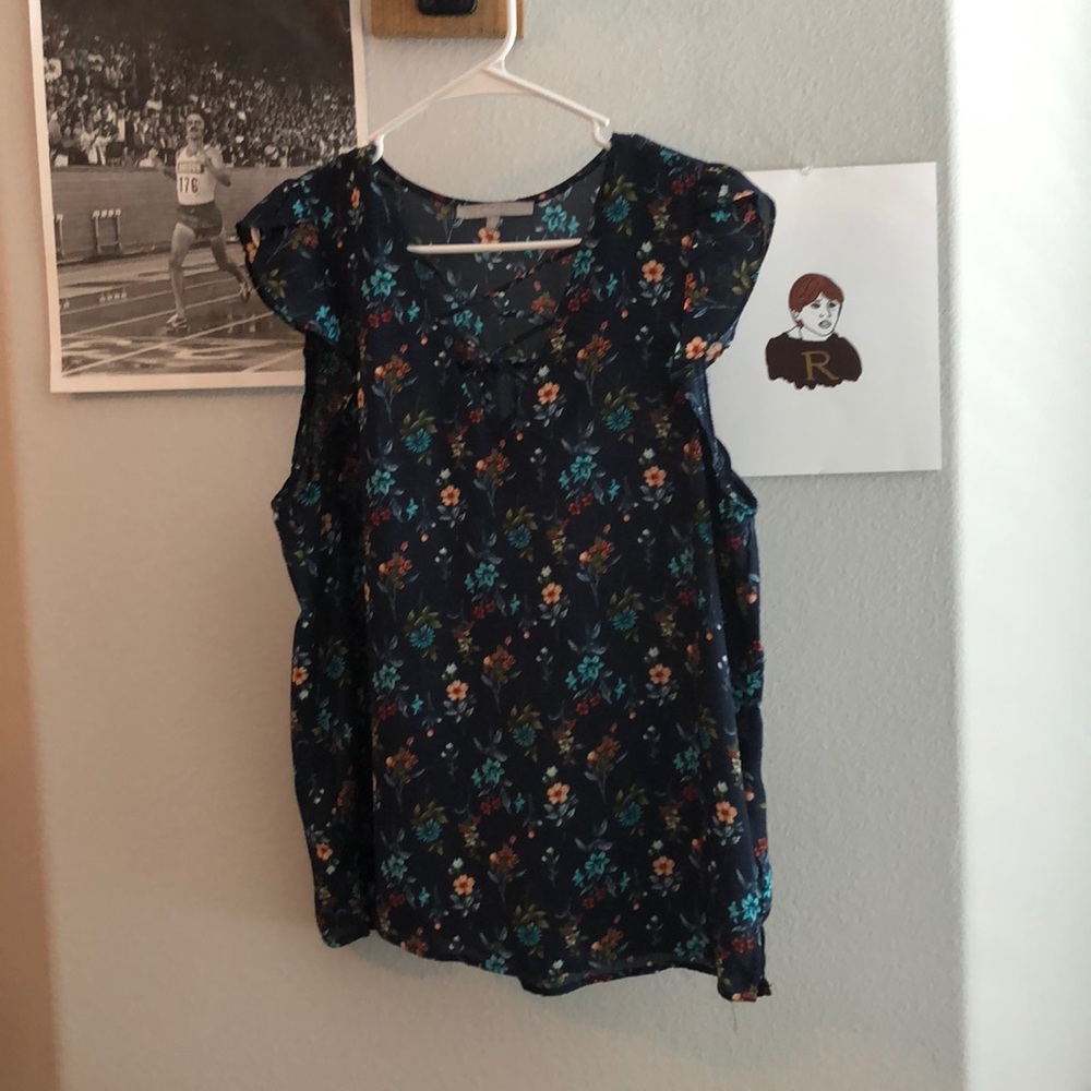 Floral Navy Blue Blouse